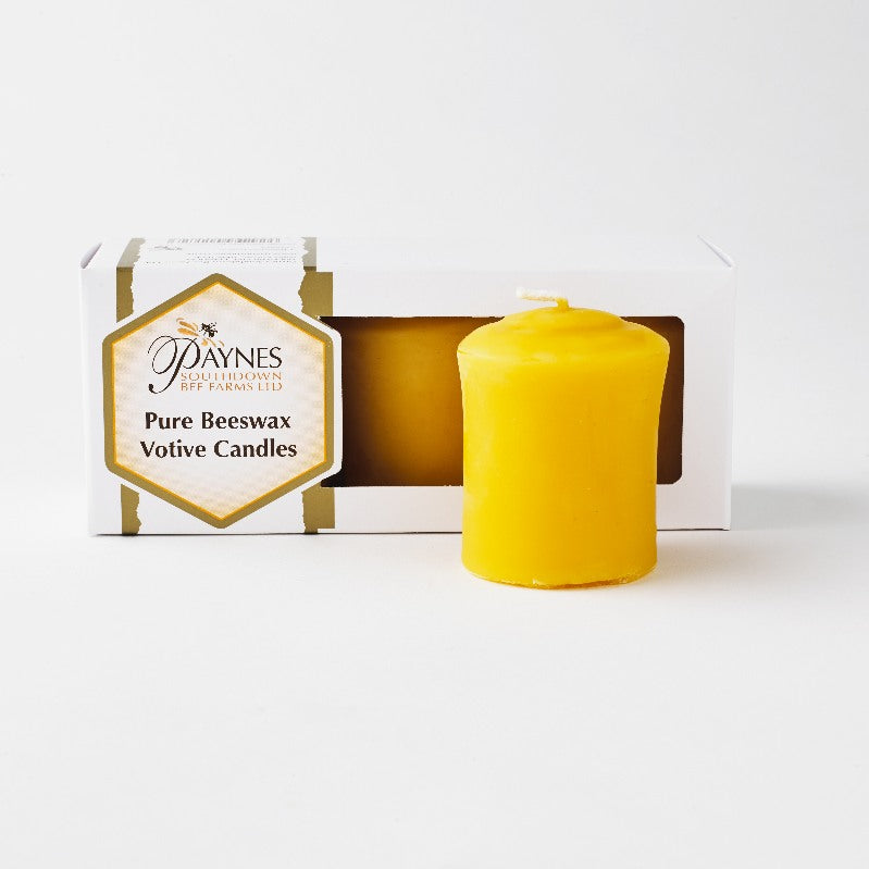 100% NATURAL BEESWAX VOTIVE CANDLES - SET OF 3